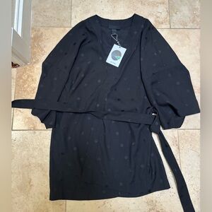 NWT Monki kimono with belt. Black with embossed polka dots. Small